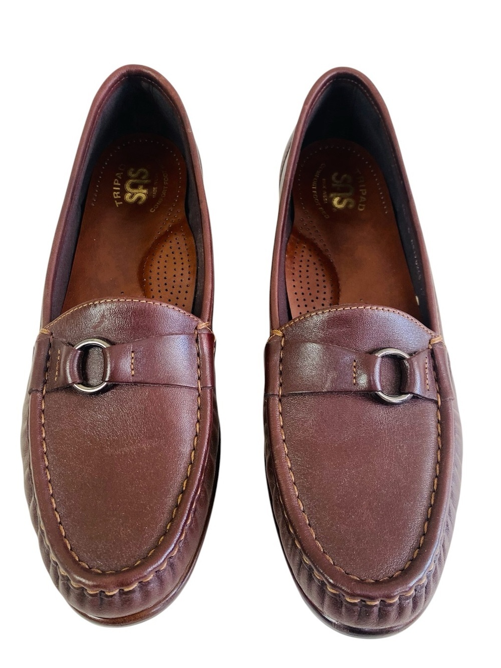 SAS Brown Leather Jewel Tripad Comfort Slip On Loafers Size 10
